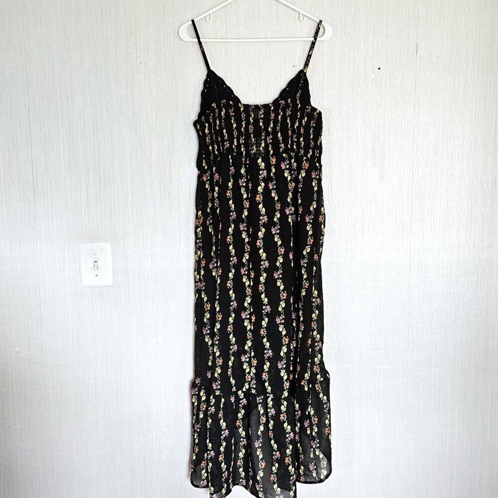 SALE Indulge Crochet Top High Low Dress Spaghetti strap Black Floral SZ XL NWT - Picture 2 of 9